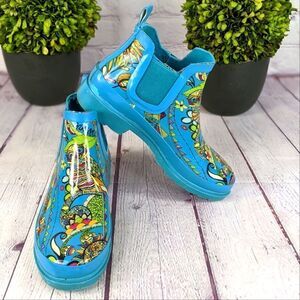 Sakroots Teal Spirit Desert Rhyme Ankle Rain Boot